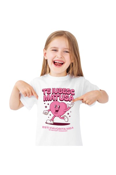StoryGift Romania Tricou Copii cu Inima Zambitoare Cu Mana In Aer Valentine's...