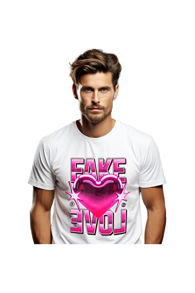 StoryGift Romania Tricou Barbati cu Inima Stralucitoare Roz, Dragoste, Valent...