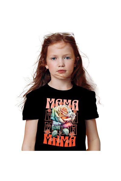 StoryGift Romania Tricou Copii cu Trandafir Multicolor, Femeie, Flori Natura, Matusa, mama, Sora c,Black_12ANI
