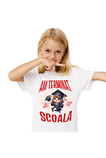 StoryGift Romania Tricou Copii cu Fata Cu Breton Tinuta Absolvire scoala educ...