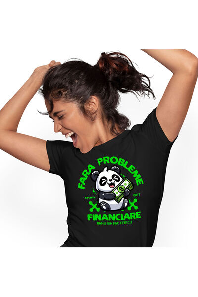 StoryGift Romania Tricou Femei cu Animal Urs Parda Vesel Cu Bancnote Bani, Do...