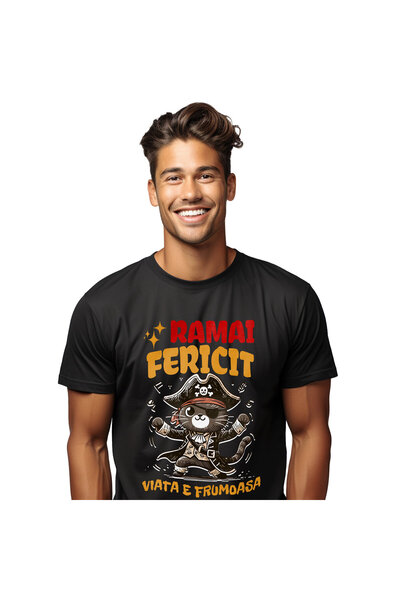 StoryGift Romania Tricou Barbati cu Pisica Cu Palarie Si Tinuta De Pirat Pisi...