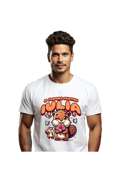 StoryGift Romania Tricou Barbati cu Castor Romantic Cuplu Fericit Flori, Drag...
