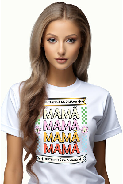 StoryGift Romania Tricou Femei Puternica ca o mamă familie iubire fica cu imp...