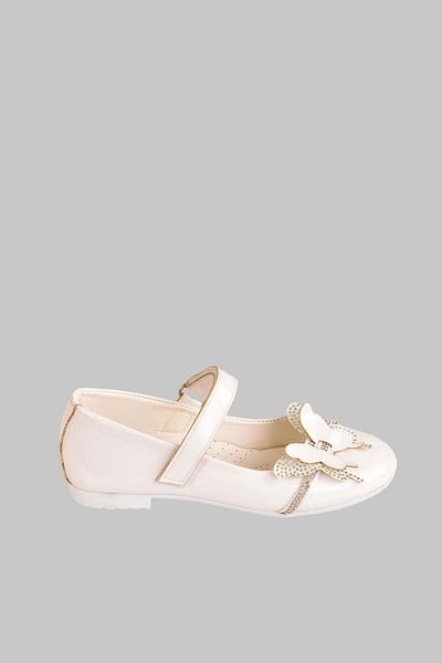 minibonito Girl's Anatomical Sole Stone Shiny Patent Leather Butterfly Ballerina Shoes