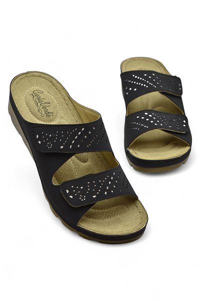 ISPARTALILAR 160161 Cv Full Orthopedic Sole Daily Women's Slippers Velcro Anatomical Sole