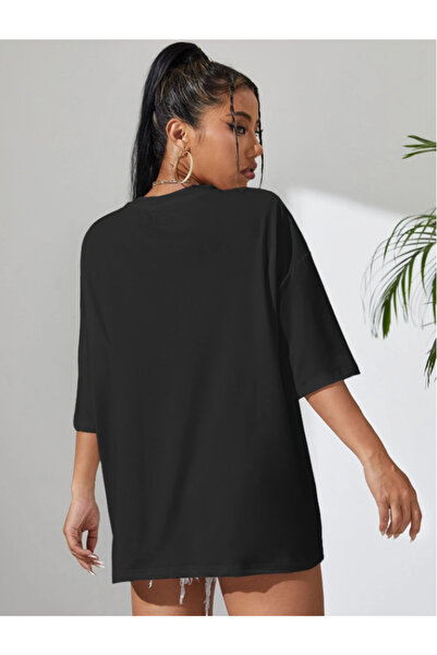 Viyalente Μαύρο μπλουζάκι 90'S Baby Printed Oversize