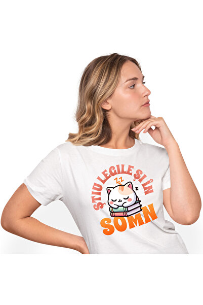 StoryGift Romania Tricou Femei cu pisica somnoroasa dormind Pe Teanc De Carti...
