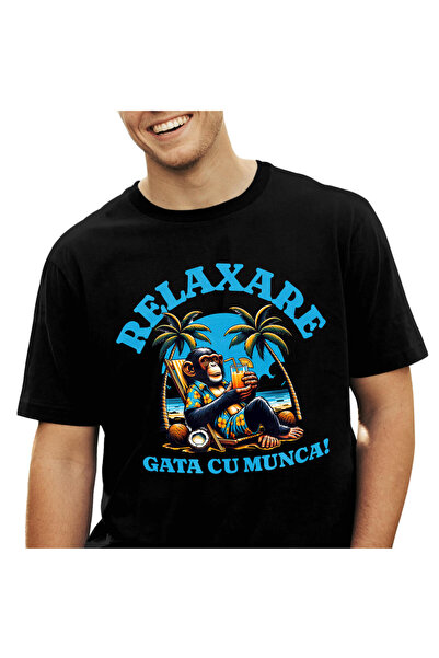 StoryGift Romania Tricou Barbati cu Maimuta In Costum De Plaja Cu Flori Pe Se...