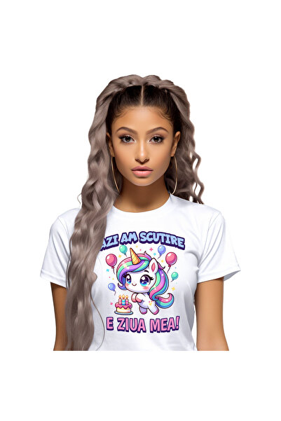 StoryGift Romania Tricou Femei cu Unicorn Vesel Multicolor Cu Coif Aniversar ...