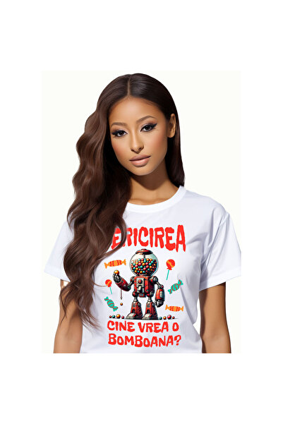 StoryGift Romania Tricou Femei cu Tonomat Vintige De Bomboane Robot, Copii, Dulciuri, Desene Anima,White_XS