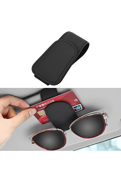 Microcase Universal Suni Deri Oto Güneş Gözlük Tutucu Askılık Mıknatıslı - AL...