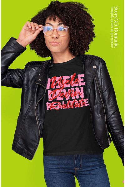 StoryGift Romania Tricou Femei cu Design Colorat Complex In Limba Roamna Visele Devin Realitate In,Black_XS