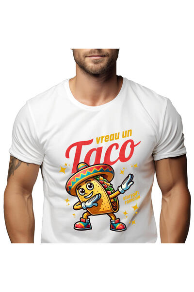 StoryGift Romania Tricou Barbati cu Taco Cu Palarie Mexicana Vesel Pozitie Yo...