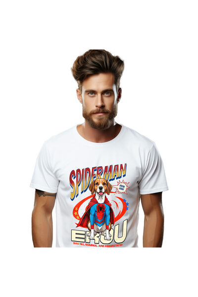 StoryGift Romania Tricou Barbati cu boxer Caine In Costum de SpiderMan cu Pel...