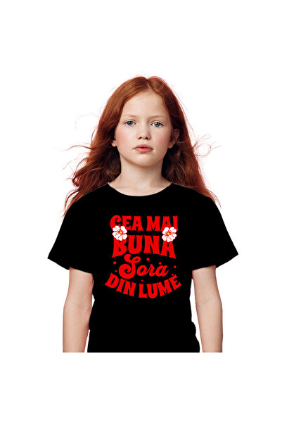 StoryGift Romania Tricou Copii cu Flori Colorate Familie, Dragoste, Sora, Mam...