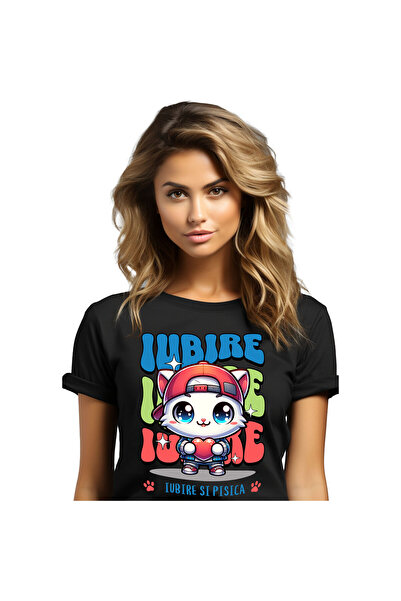 StoryGift Romania Tricou Femei cu Pisica Alba Stil Gangster Cu Palarie Rosie ...