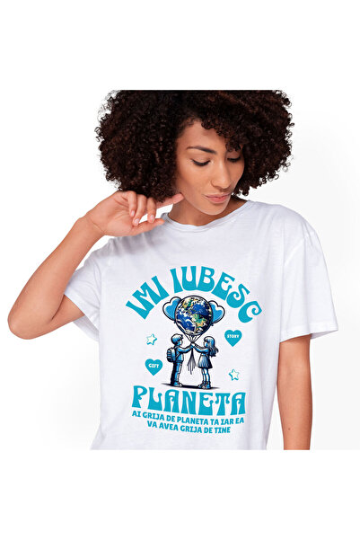 StoryGift Romania Tricou Femei cu Cuplu Copii Balon Aer Cald Planeta Pamant P...