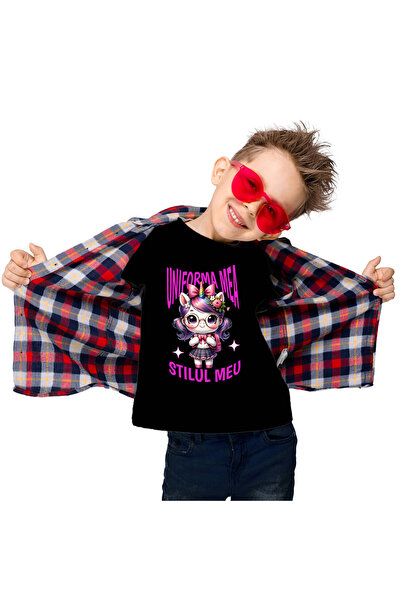 StoryGift Romania Tricou Copii cu Unicorn Fata Cu Par Colorata Si Tinuta Scoa...