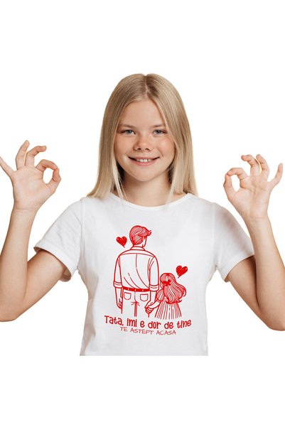 StoryGift Romania Tricou Copii cu Desen Tata si Fiica tinut De Mana, Copii, F...