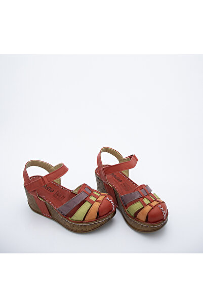 CONSUELO Orthopedic Wedge Heeled Velcro Leather Sandals 11430