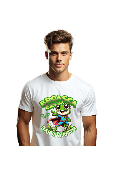 StoryGift Romania Tricou Barbati cu Urs Panda Gras Cu Bandana Rosie Pozitie Y...