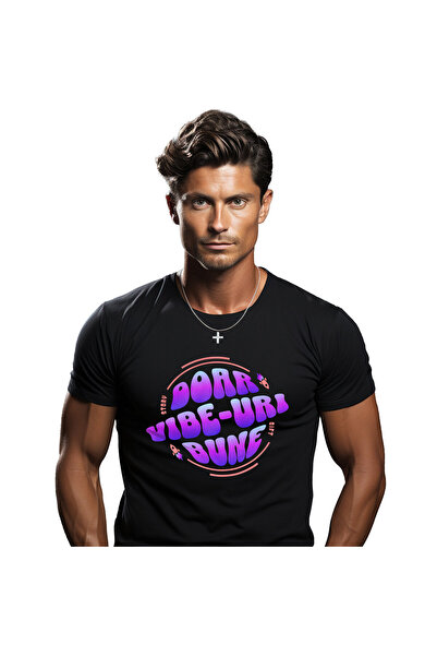 StoryGift Romania Tricou Barbati cu Stil Sfera Rachete Mesaj Limba Romana Doar Vibe-uri Bune cu im,Black_S