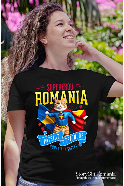 StoryGift Romania Women's T-shirt with Birman / Birman Cat in Captain Romania Costume with Cape,,Black_S