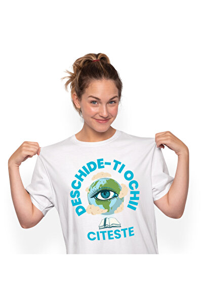 StoryGift Romania Tricou Femei cu Pamant Tera Cu Ochii Gene Lungi Carte Desch...