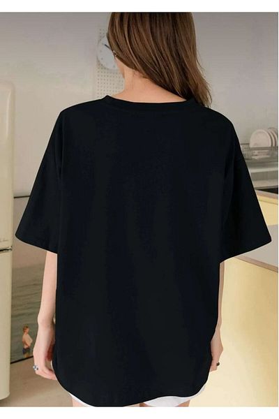 Viyalente Μαύρο μπλουζάκι Holiday printed