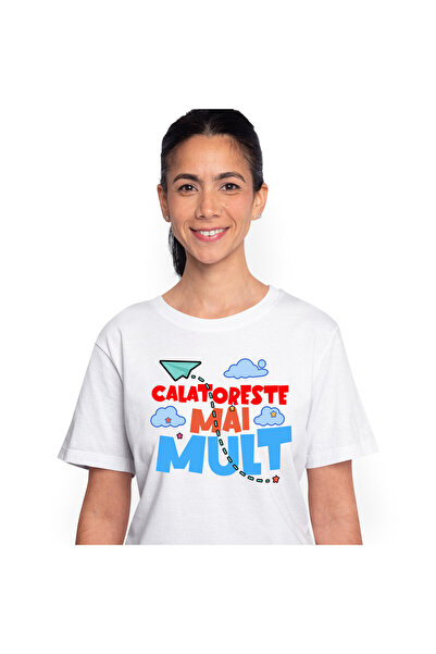 StoryGift Romania Tricou Femei cu Iubitorii De Aventura Calatoreste mai Mult Avion de Hartie cu im,White_XL