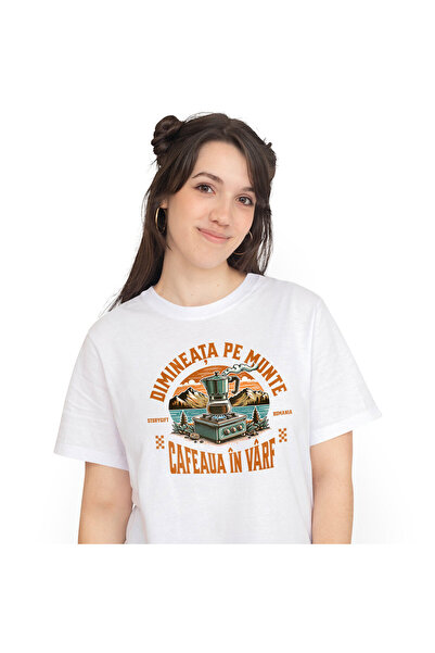 StoryGift Romania Tricou Femei cu Iubitorii de View Montan Cu Cafea Lac Stral...
