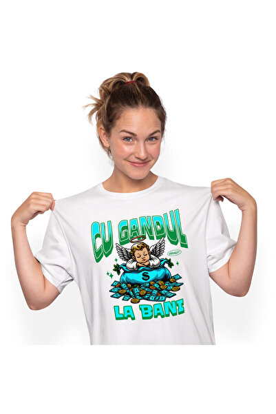 StoryGift Romania Tricou Femei cu Inger Copil Cu Aripi Dormind pe Sac de Bani...