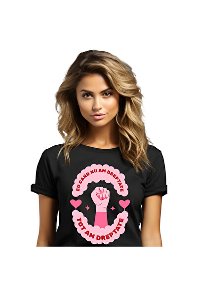 StoryGift Romania Tricou Femei cu Mana Umana Roz Mesaj Inspirational Sarcasti...