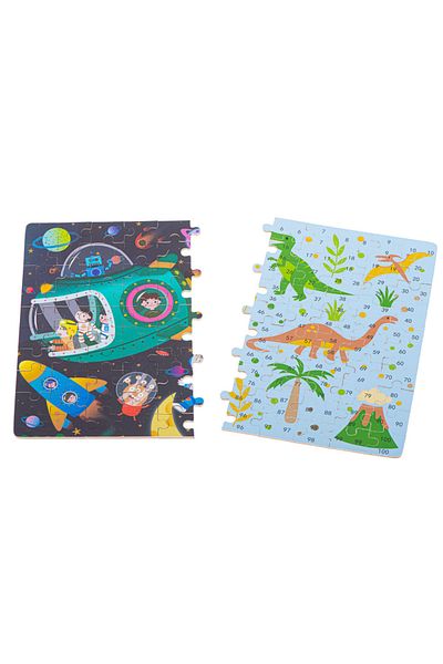zola Cardboard puzzle, 2-sided, 100 pieces, metal storage box