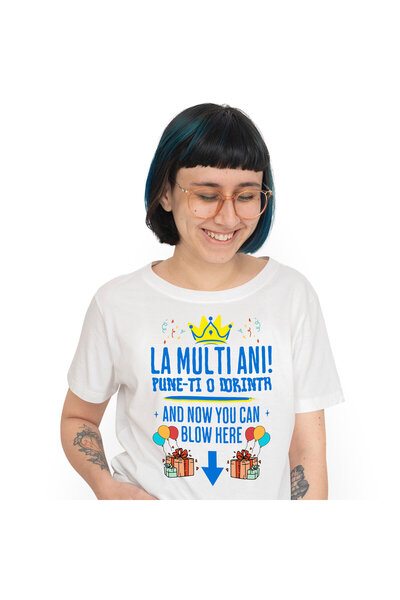 StoryGift Romania Tricou Femei cu Design Colorat Coroana Regala Cadouri Baloane Colorate Dorinta V,White_L