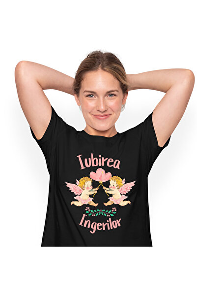 StoryGift Romania Tricou Femei cu Copii Cu Aripi Zburatori Baloane inimioare ...