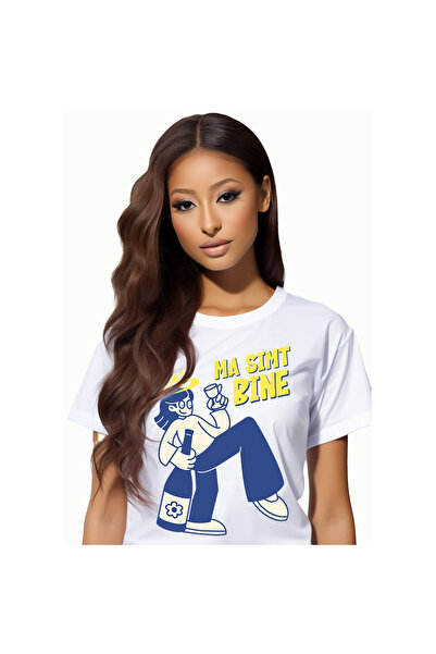 StoryGift Romania Tricou Femei cu Fata Cu Pahar De Vin Si Sticla Imensa, Dist...