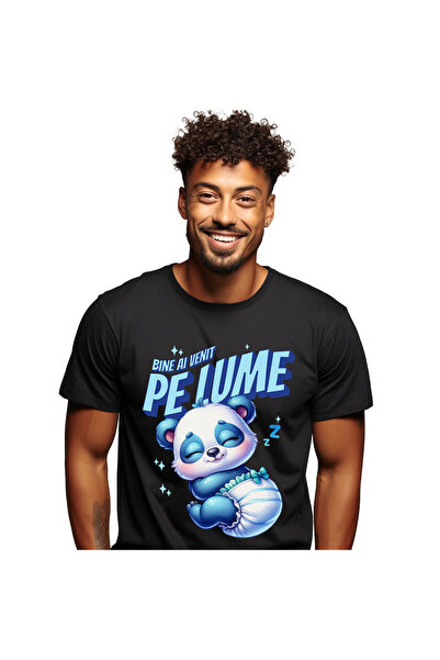 StoryGift Romania Tricou Barbati cu Urs Panda Bebe Cu scutec Copil, Nou-nascu...