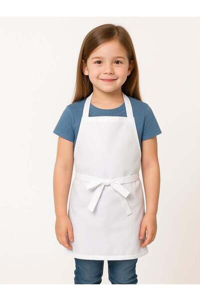 Bilenn Tekstil Children's Apron with Straps No 2 - 171 White