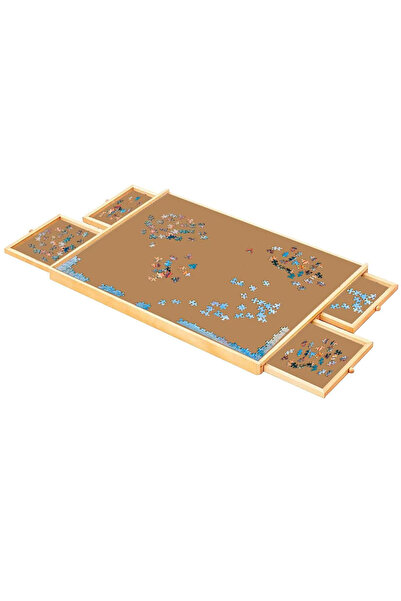 zola Puzzle table with 4 drawers, surface for 1500 pieces, pine and MDF board, 90.5 x 68 x 4.5 cm