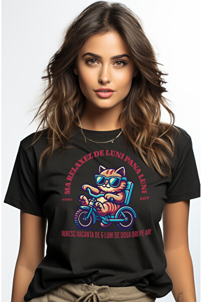 StoryGift Romania Tricou Femei Pisica haioasa cu ochelarii de soare ma relaxe...