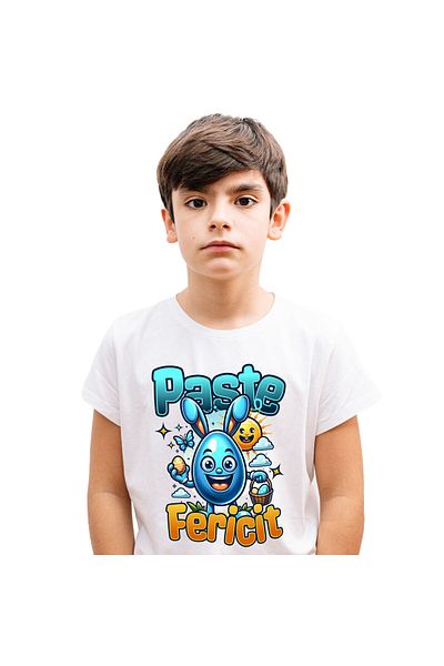 StoryGift Romania Tricou Copii cu Ou Albastru Cu Urechi de Iepure In Cautarea De oua De Paste, Soa,White_4ANI