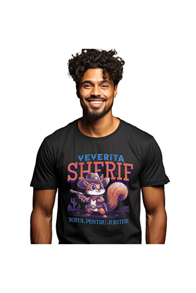 StoryGift Romania Tricou Barbati cu Veverita Serif Cu Palarie Si Arma Pistol ...
