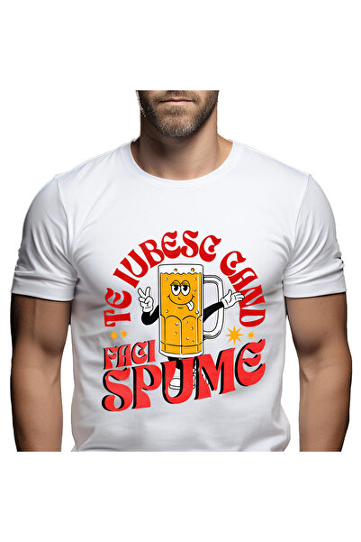 StoryGift Romania Tricou Barbati cu Halba De Bere Vesela Cu Limba Scoasa, Fer...