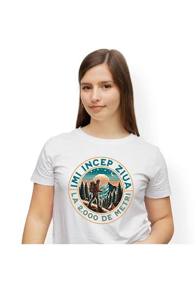 StoryGift Romania Women's T-shirt with Travel Lovers and Hikers on the Mounta...