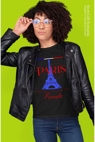 StoryGift Romania Tricou Femei cu Atractie Turistica Turnul Eiffel Franta Paris, Iubitorii De Cala,Black_S
