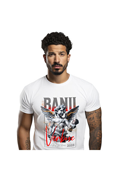 StoryGift Romania Tricou Barbati cu Statuie Copil Inger Cu Aripi Si Teanc de ...