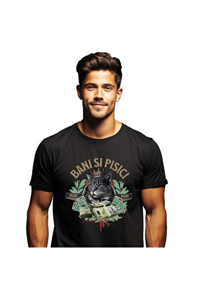 StoryGift Romania Tricou Barbati cu Pisica Cu Coroana De Regina Cu Teancuri B...