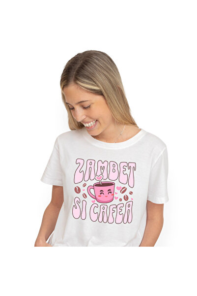 StoryGift Romania Tricou Femei cu Cana De Cafea Zambitoare Iubire Inimioare R...